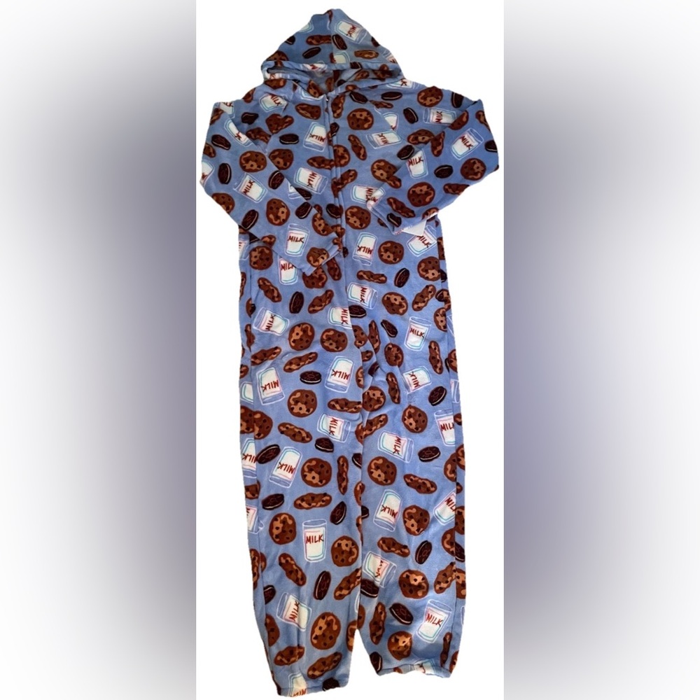 NWT Made with Love and Kisses Cookies And Milk Plush Onesie Size S/M